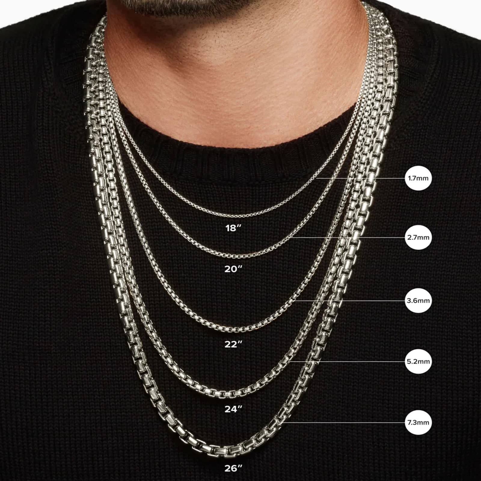 David Yurman Box Chain Necklace in Stainless Steel, 2.7mm